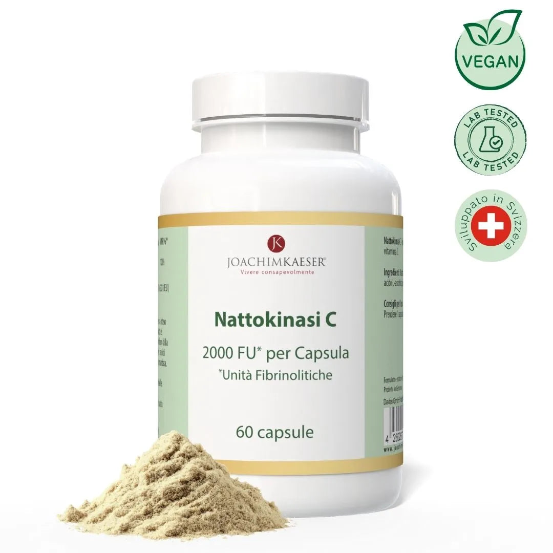 Nattokinasi C – 2000 FU di nattokinasi con vitamina C per circolazione e vasi