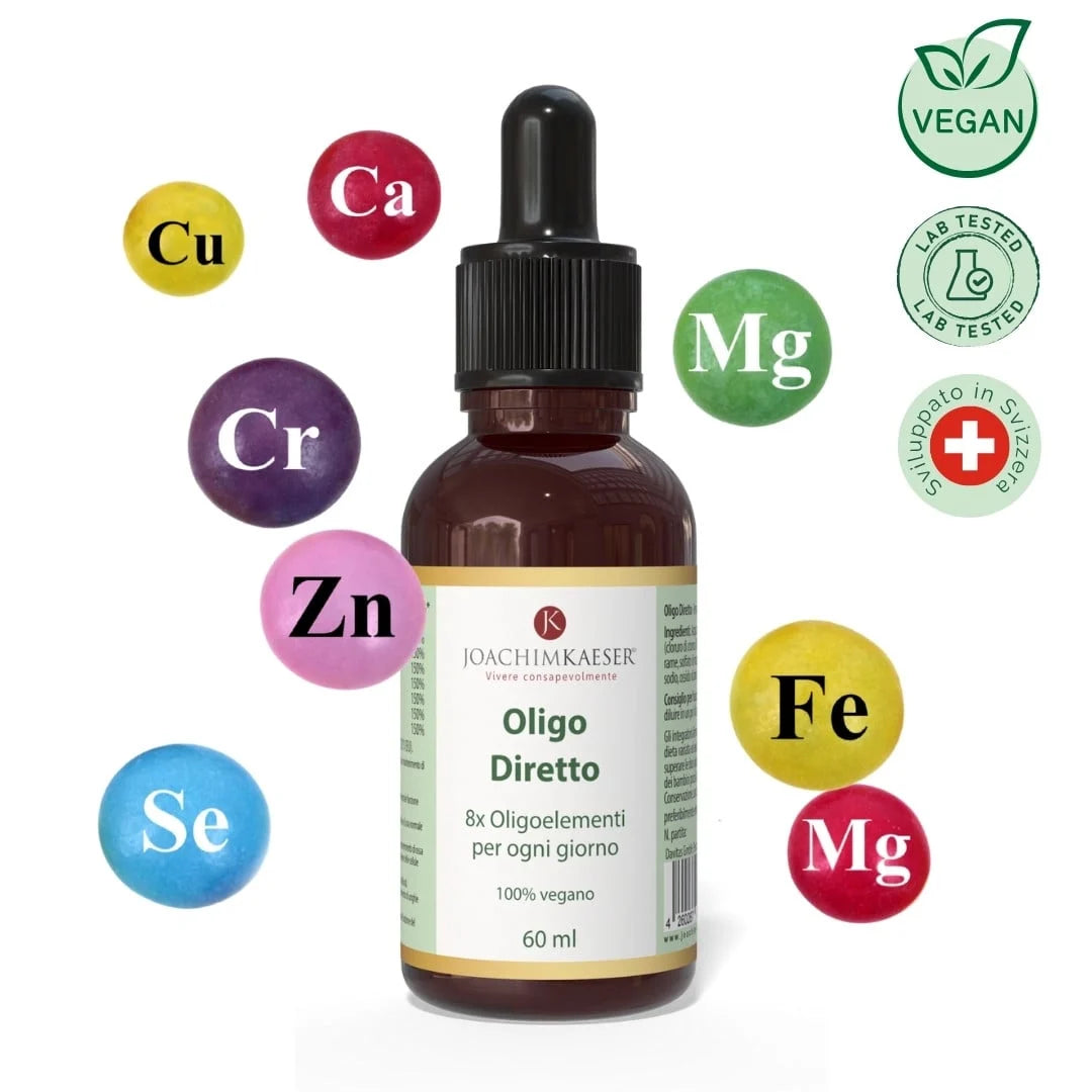 Oligo Diretto – 8 oligoelementi con ferro, iodio e selenio contro la stanchezza