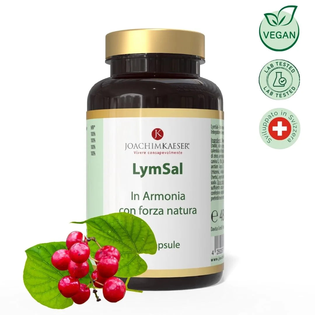 Lymsal – Drenaggio dei liquidi con olmaria, 12 piante e vitamina C