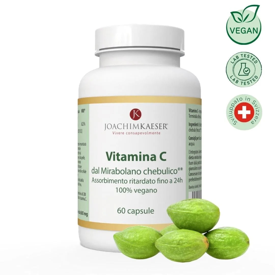 Vitamina C 500 mg – Dal mirabolano chebulico, assorbimento ritardato fino a 24h