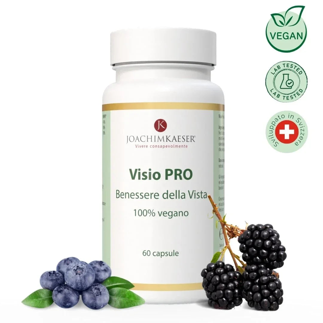 Visio Pro – Luteina, zeaxantina e mirtillo per occhi stanchi da schermo